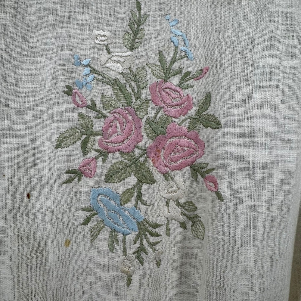 Vintage Handmade Embroidered Lace Linen Dress Cream Cottagecore Project Piece - Picture 6 of 16